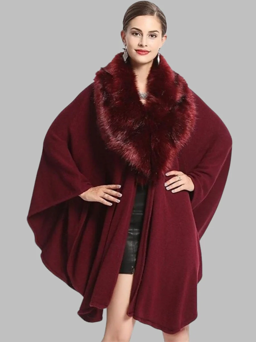 Women's Faux Solid coloured Winter Wedding Party Cape Warm Wrap/Shawls - Image 3