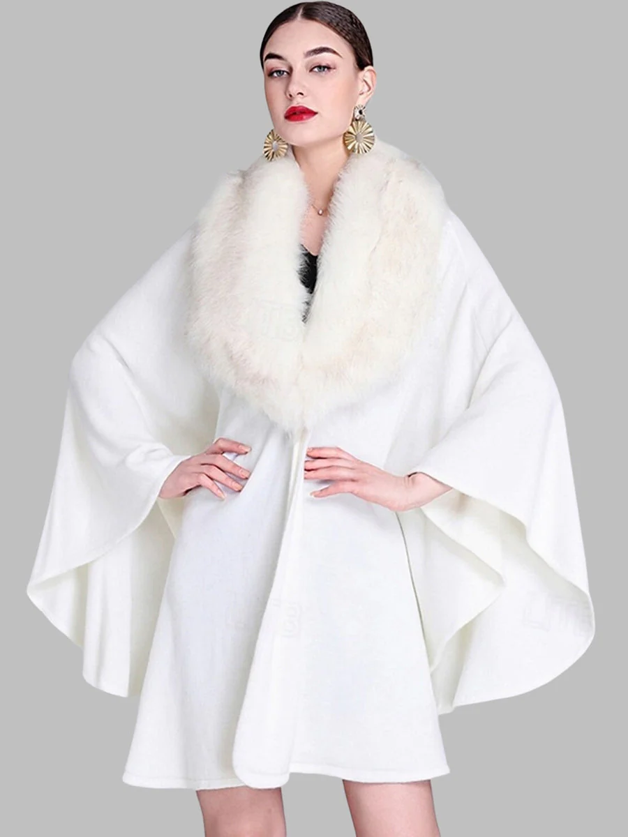 Women's Faux Solid coloured Winter Wedding Party Cape Warm Wrap/Shawls - Image 4