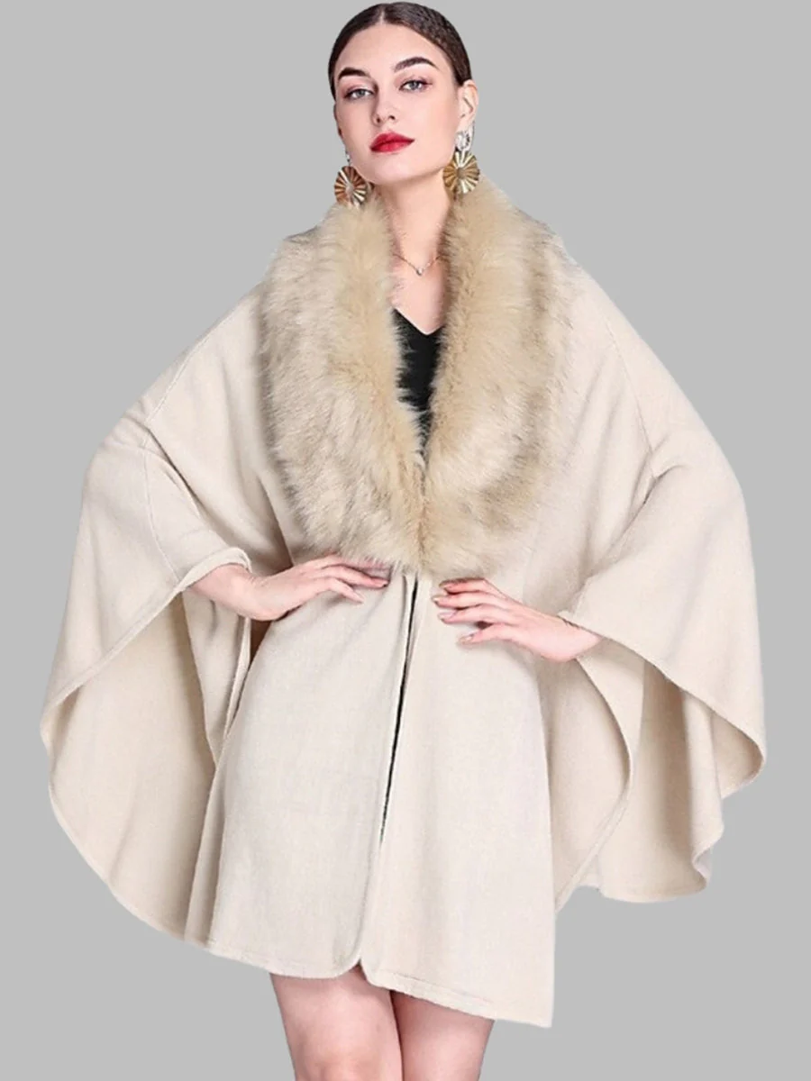 Women's Faux Solid coloured Winter Wedding Party Cape Warm Wrap/Shawls - Image 5