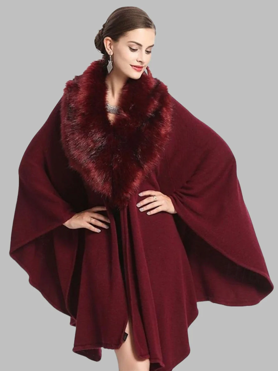 Women's Faux Solid coloured Winter Wedding Party Cape Warm Wrap/Shawls - Image 6