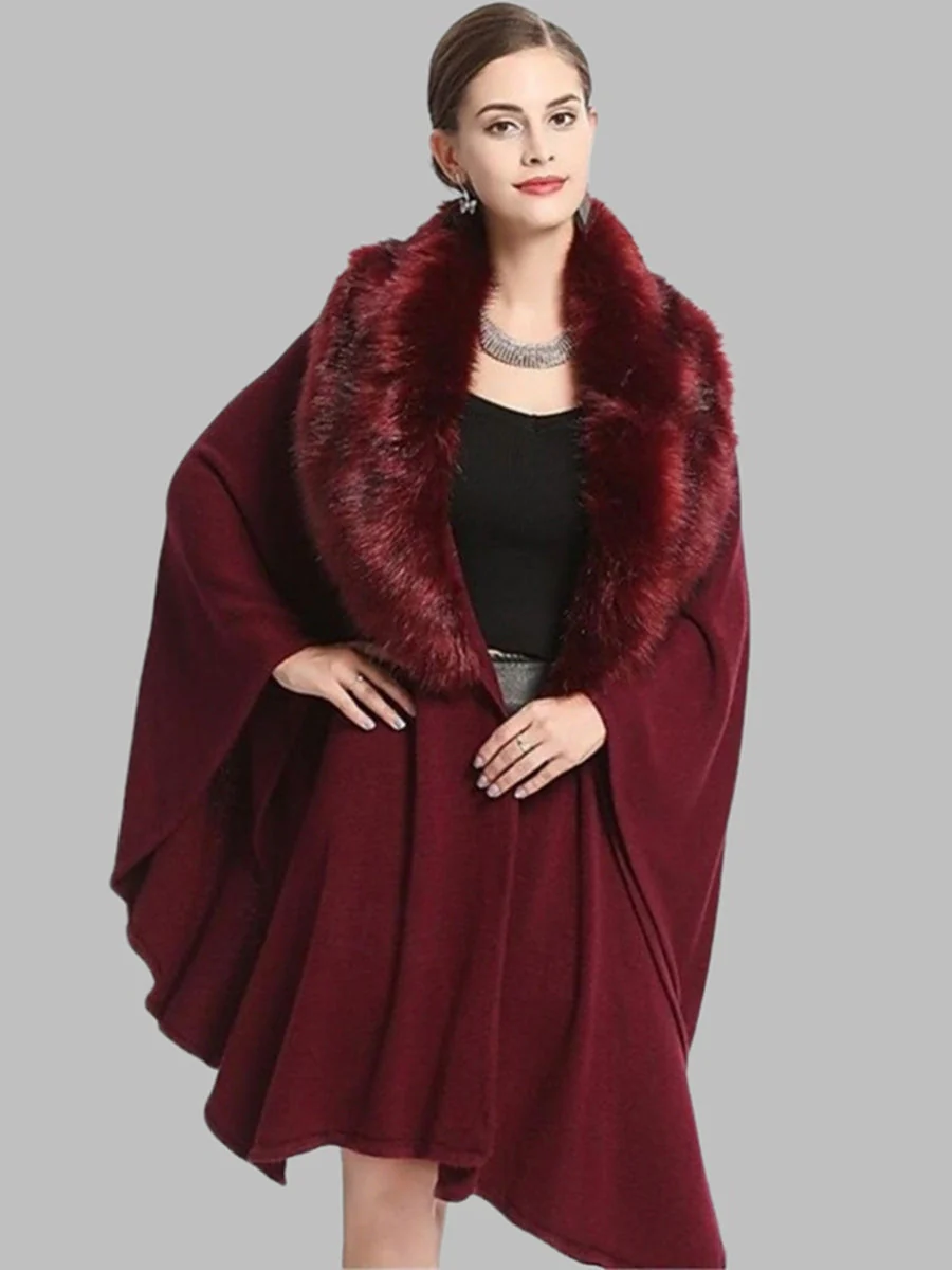 Women's Faux Solid coloured Winter Wedding Party Cape Warm Wrap/Shawls - Image 7