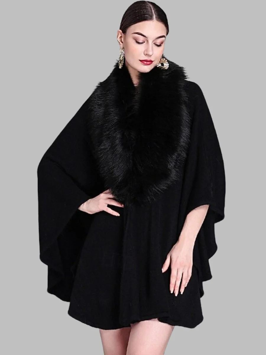 Women's Faux Solid coloured Winter Wedding Party Cape Warm Wrap/Shawls - Image 8