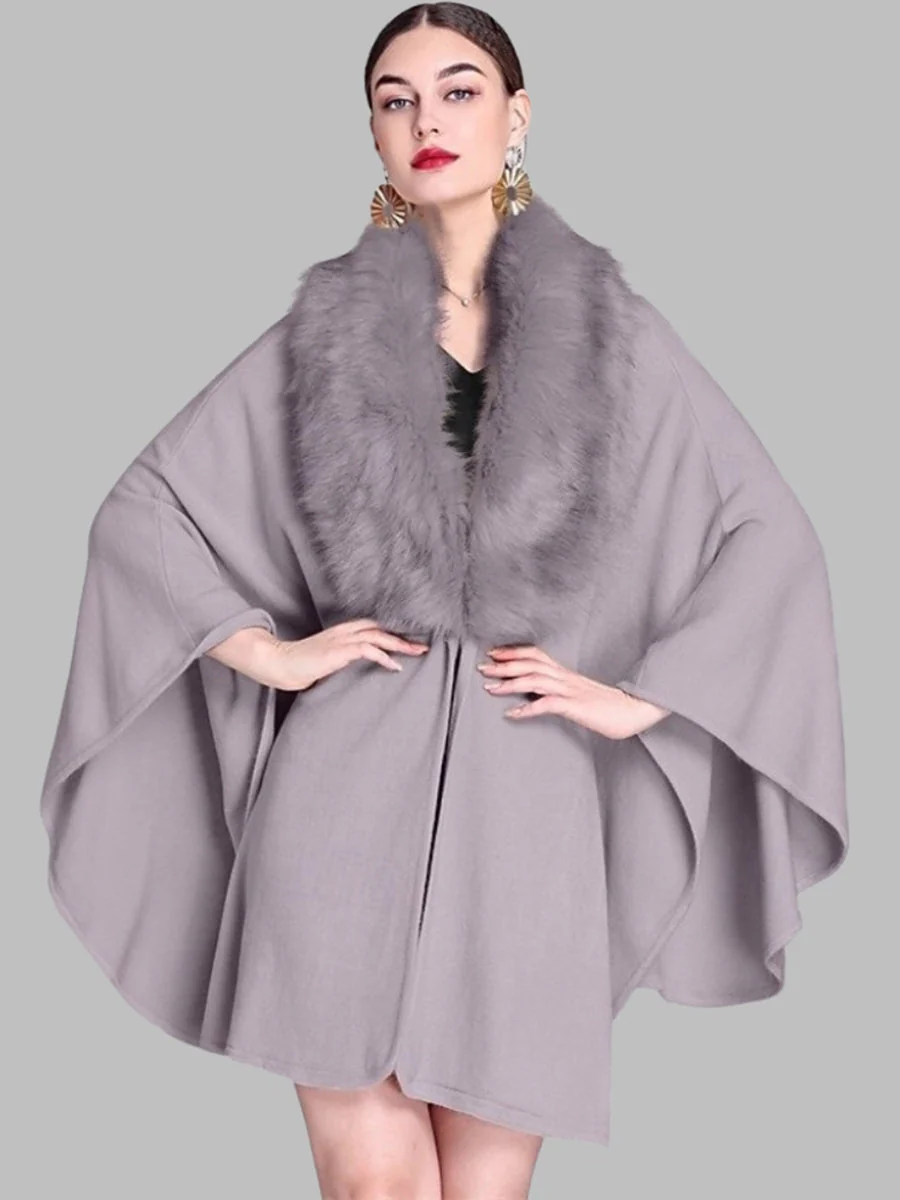 Women's Faux Solid coloured Winter Wedding Party Cape Warm Wrap/Shawls - Image 9
