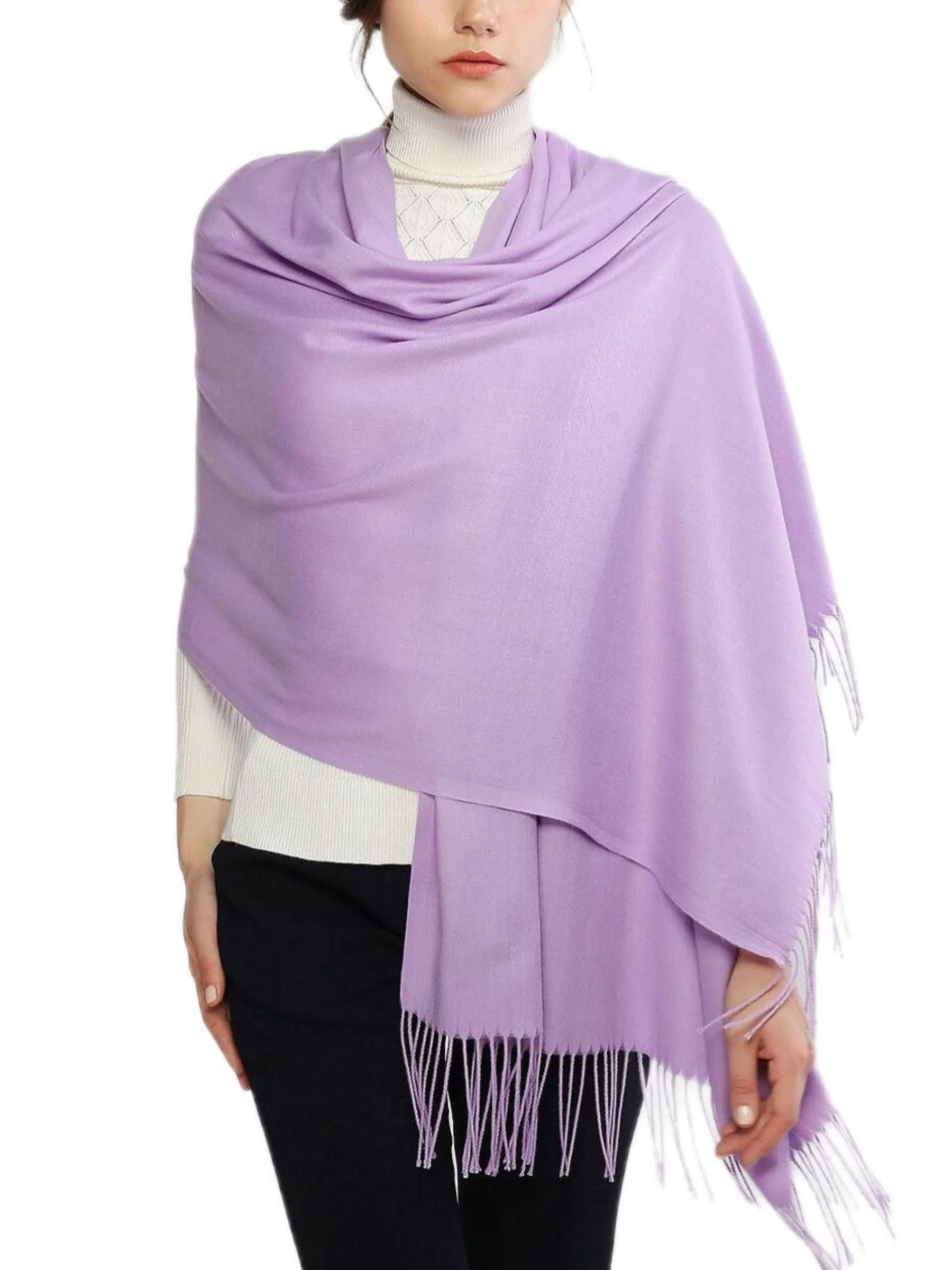 Women's Imitation Cashmere Pure colour Soft Winter Warm Wraps - Image 15