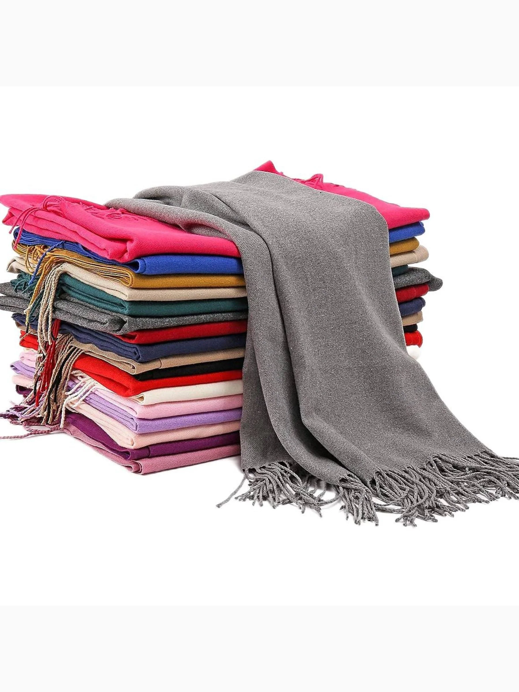 Women's Imitation Cashmere Pure colour Soft Winter Warm Wraps - Image 2