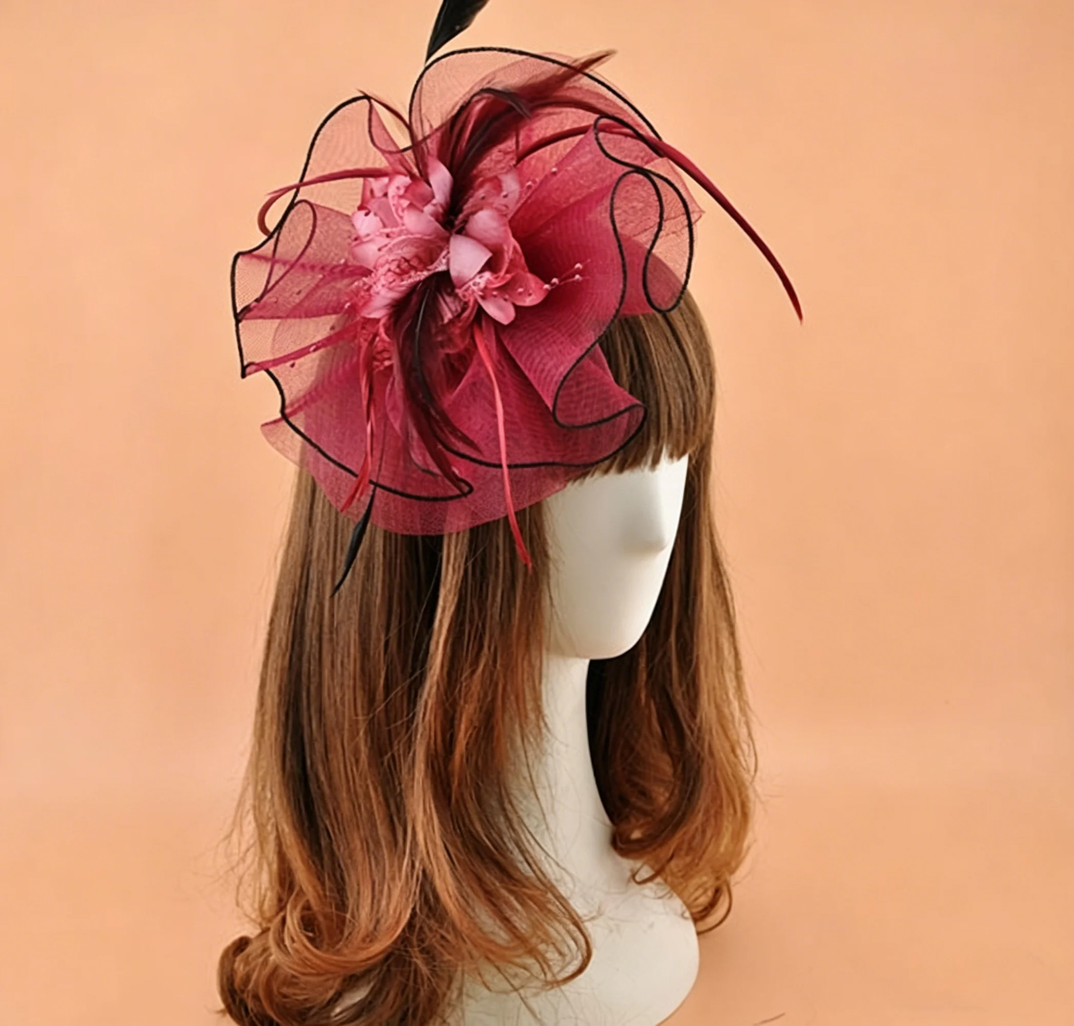 Women's Net Ladies Day Horse Race Flower Wedding Headpiece/Headwear With Feather - Image 14