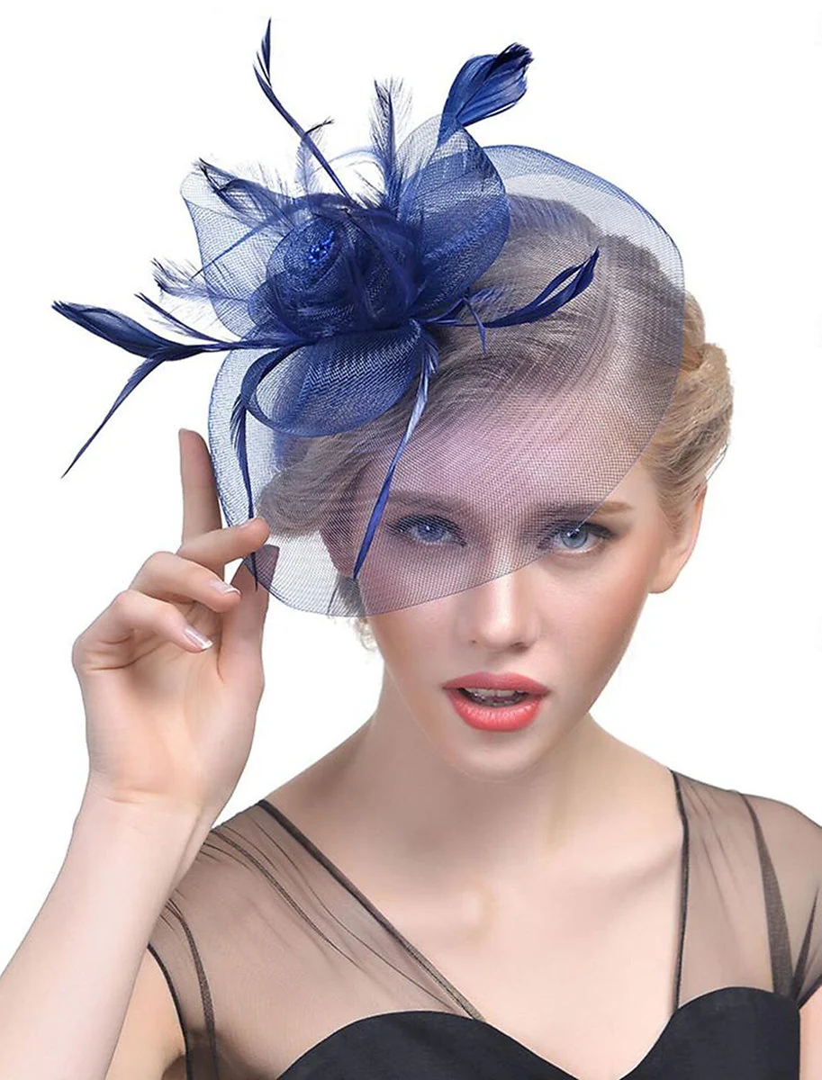 Women's Organza Fedora Hat Tea Party Horse Race Pure colour Headpiece/Veil Hat With Feather - Image 8