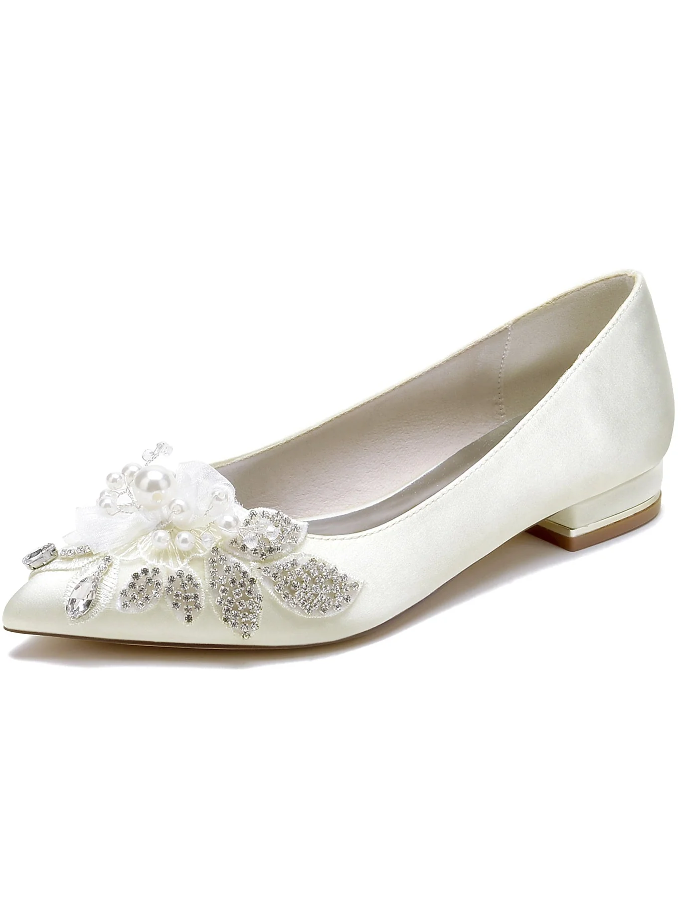 Women's Rhinestone Flat Heel Open Toe Bridal Shoes - Image 3