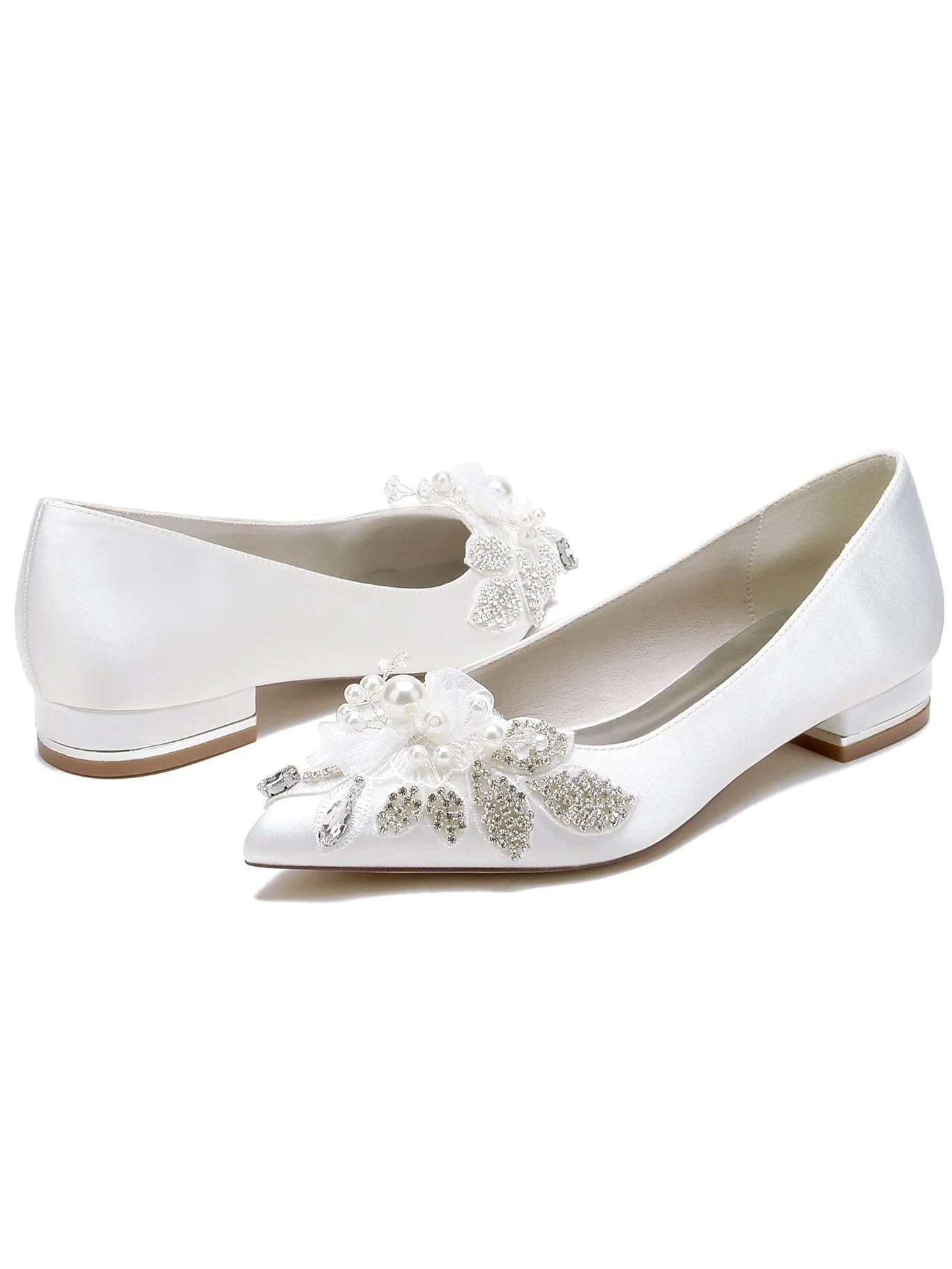 Women's Rhinestone Flat Heel Open Toe Bridal Shoes - Image 6