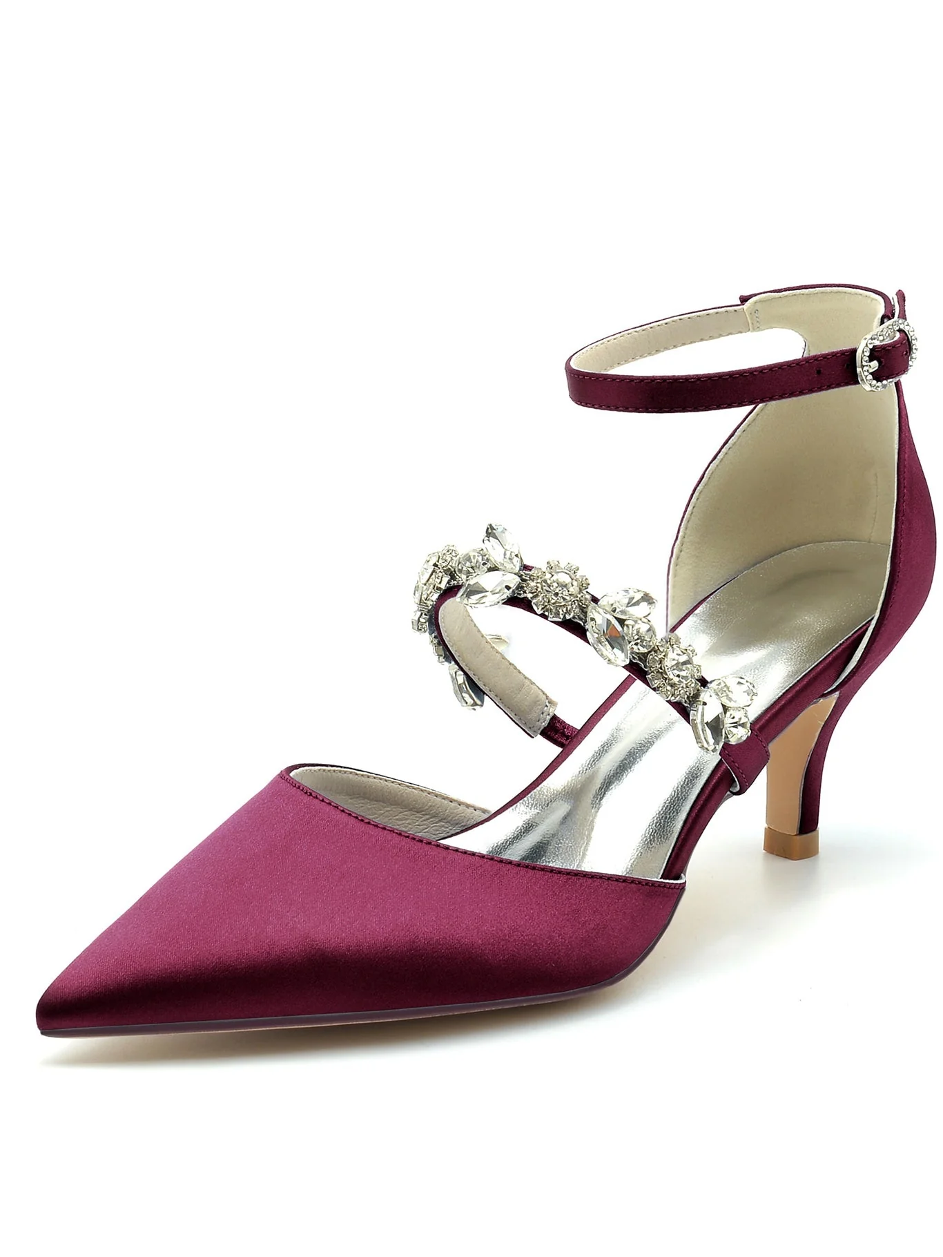 Women's Rhinestone Flat Heel Pointed Toe Bridesmaid Shoes - Image 12