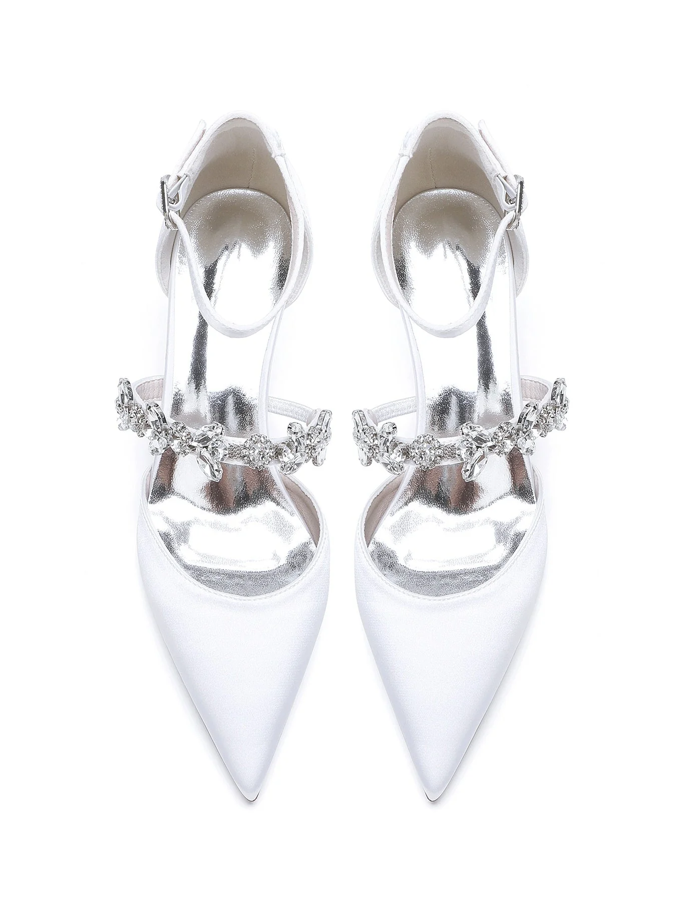 Women's Rhinestone Flat Heel Pointed Toe Bridesmaid Shoes - Image 18
