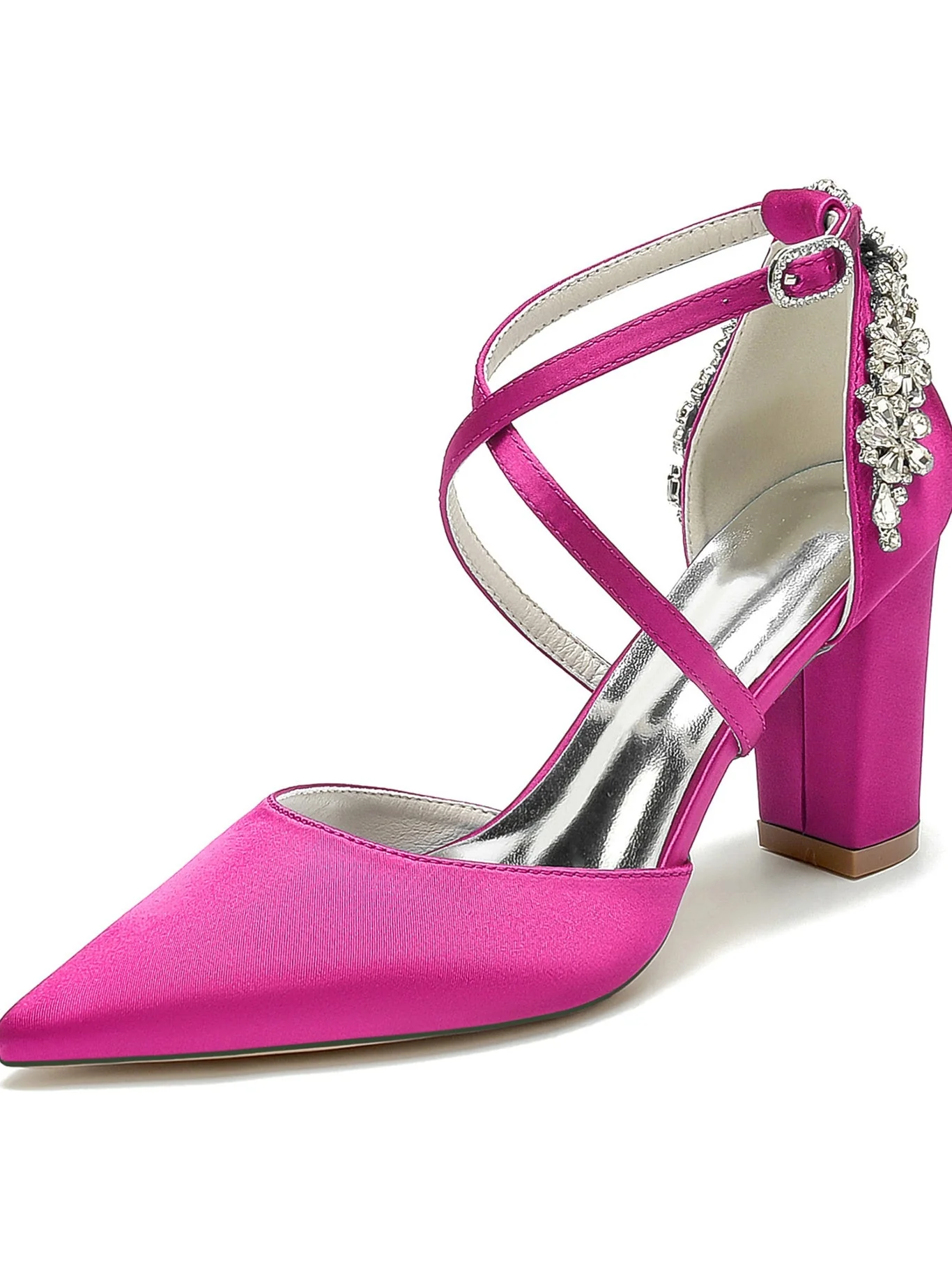Women's Rhinestone High Heel Pointed Toe Bridesmaid Shoes - Image 7