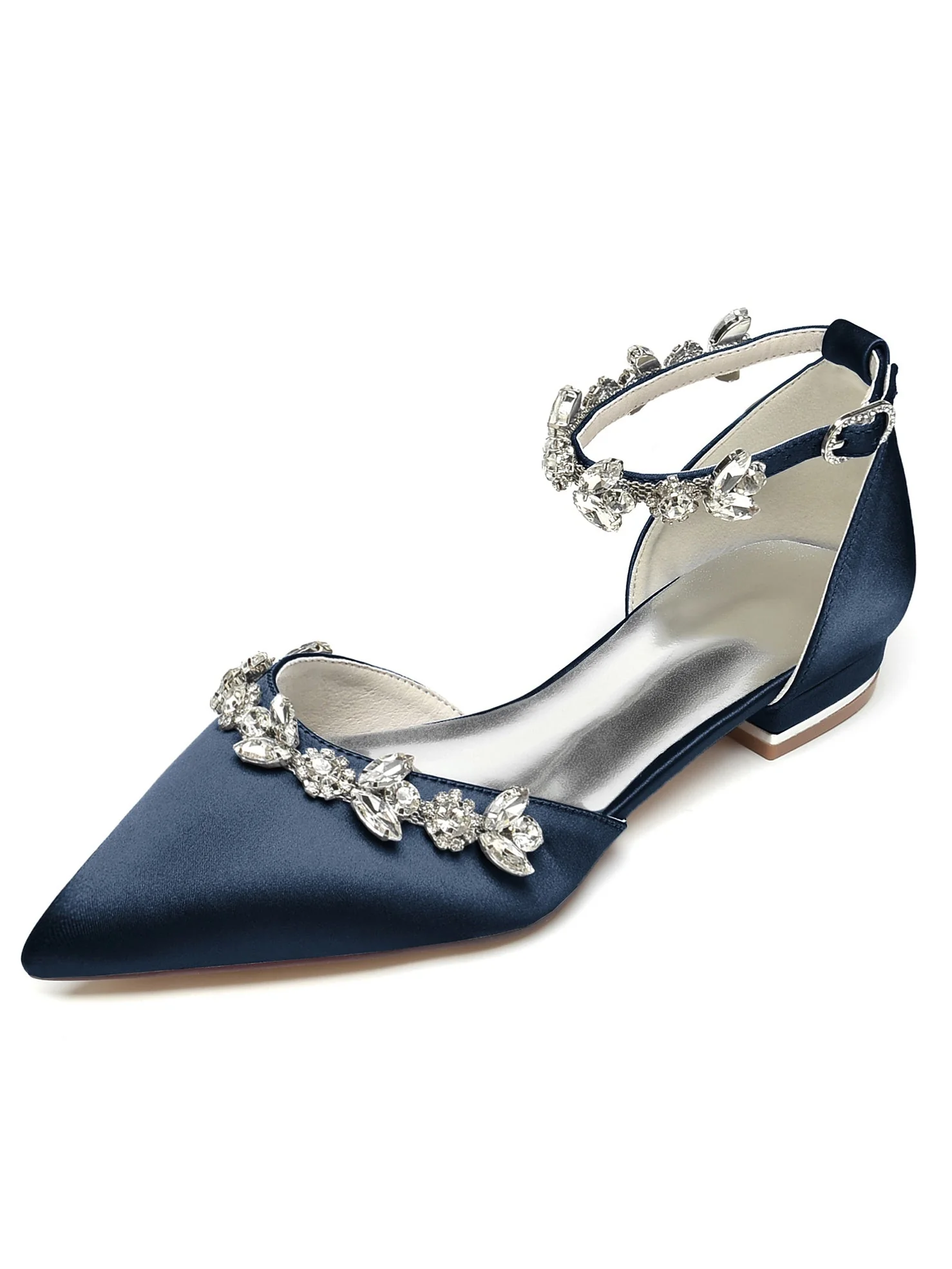 Women's Rhinestone Low Heel Pointed Toe Bridesmaid Shoes - Image 8