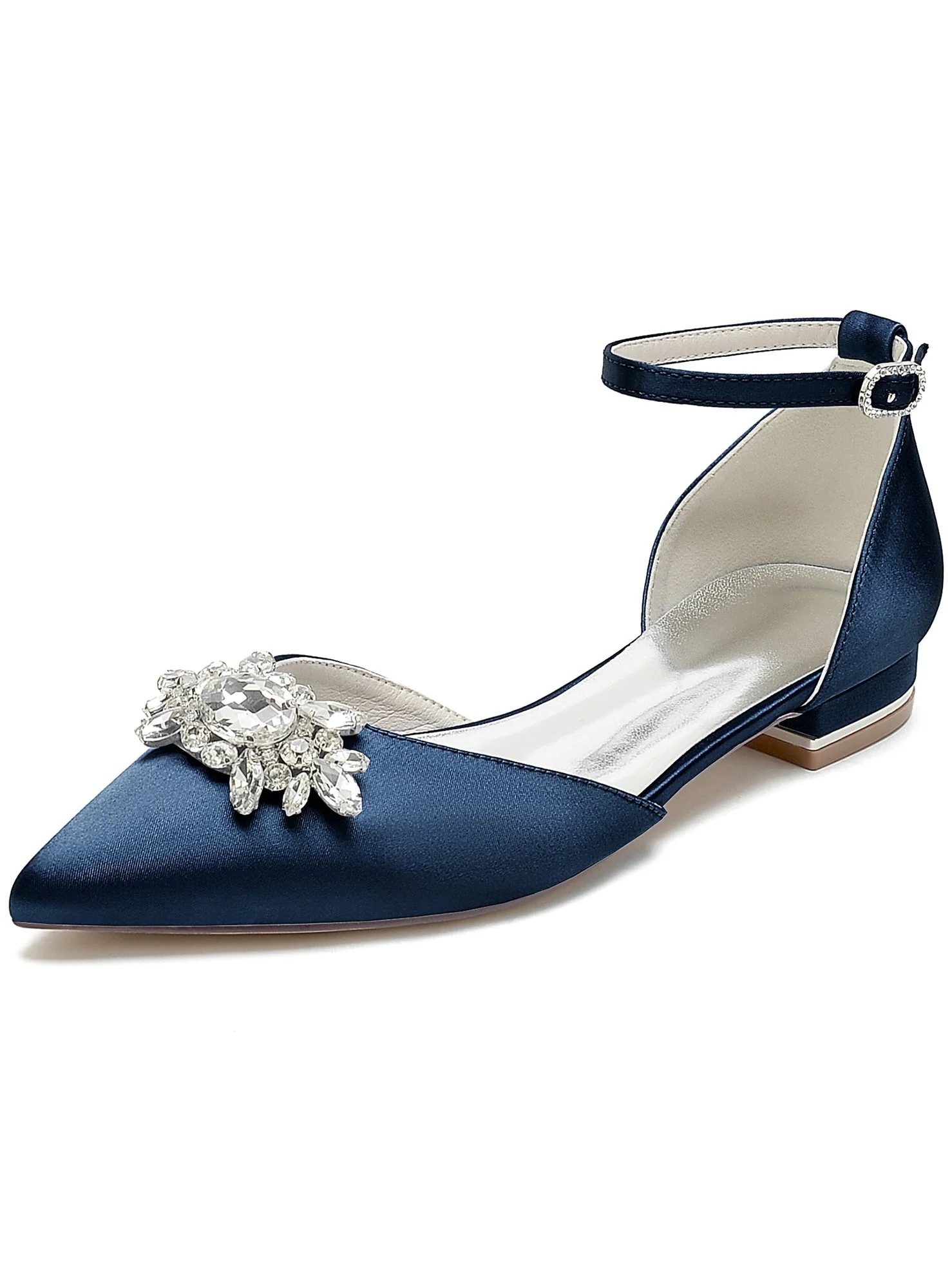 Women's Rhinestone Low Heel Pointed Toe Bridesmaid Shoes - Image 10