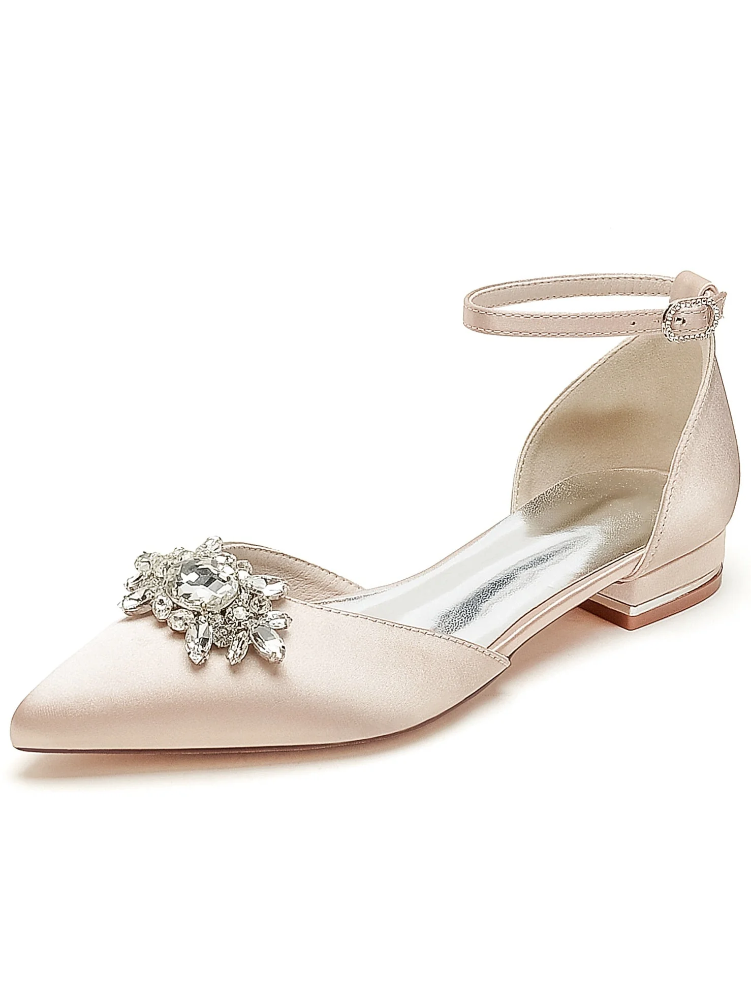 Women's Rhinestone Low Heel Pointed Toe Bridesmaid Shoes - Image 5