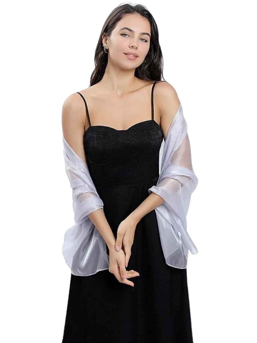 Women's Sheer Pure colour Silk Soft Wedding Formal Shawl - Image 10