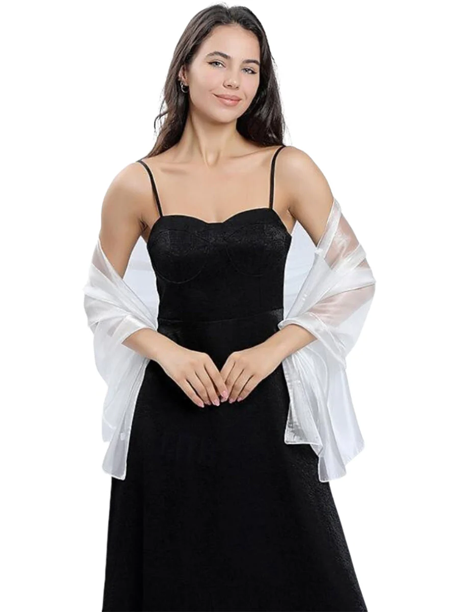 Women's Sheer Pure colour Silk Soft Wedding Formal Shawl - Image 11