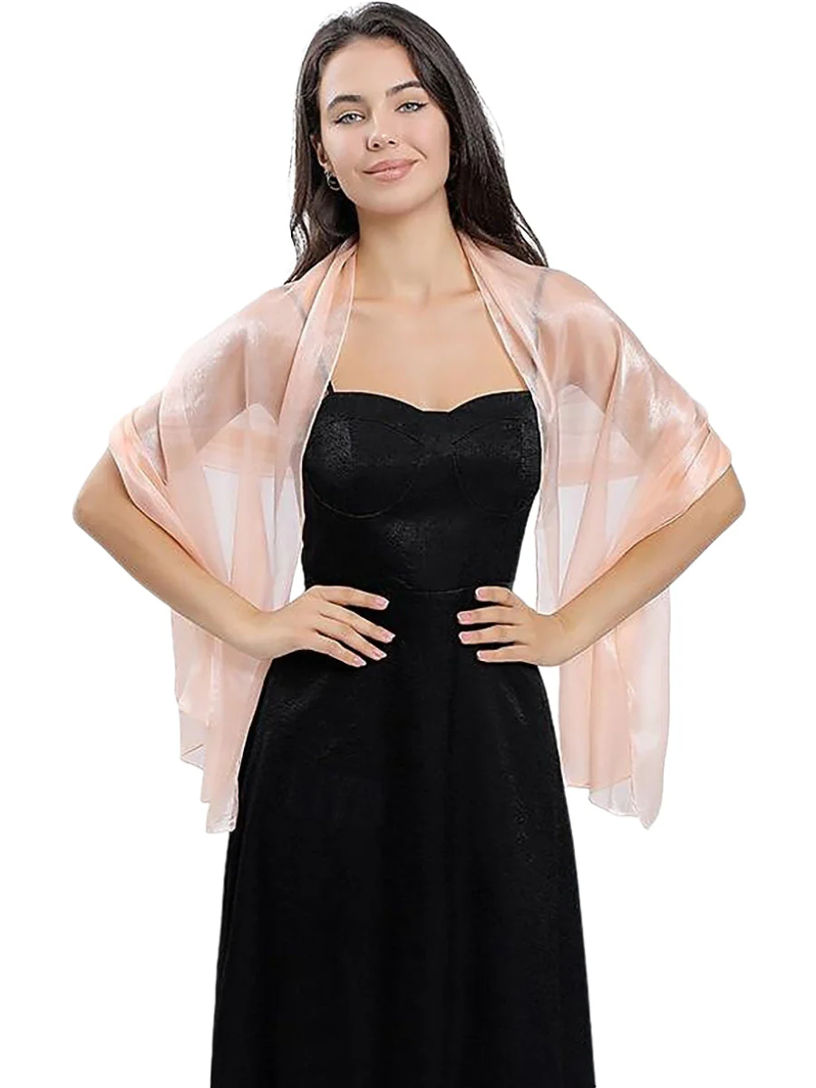 Women's Sheer Pure colour Silk Soft Wedding Formal Shawl - Image 12