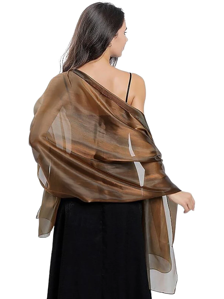 Women's Sheer Pure colour Silk Soft Wedding Formal Shawl - Image 14
