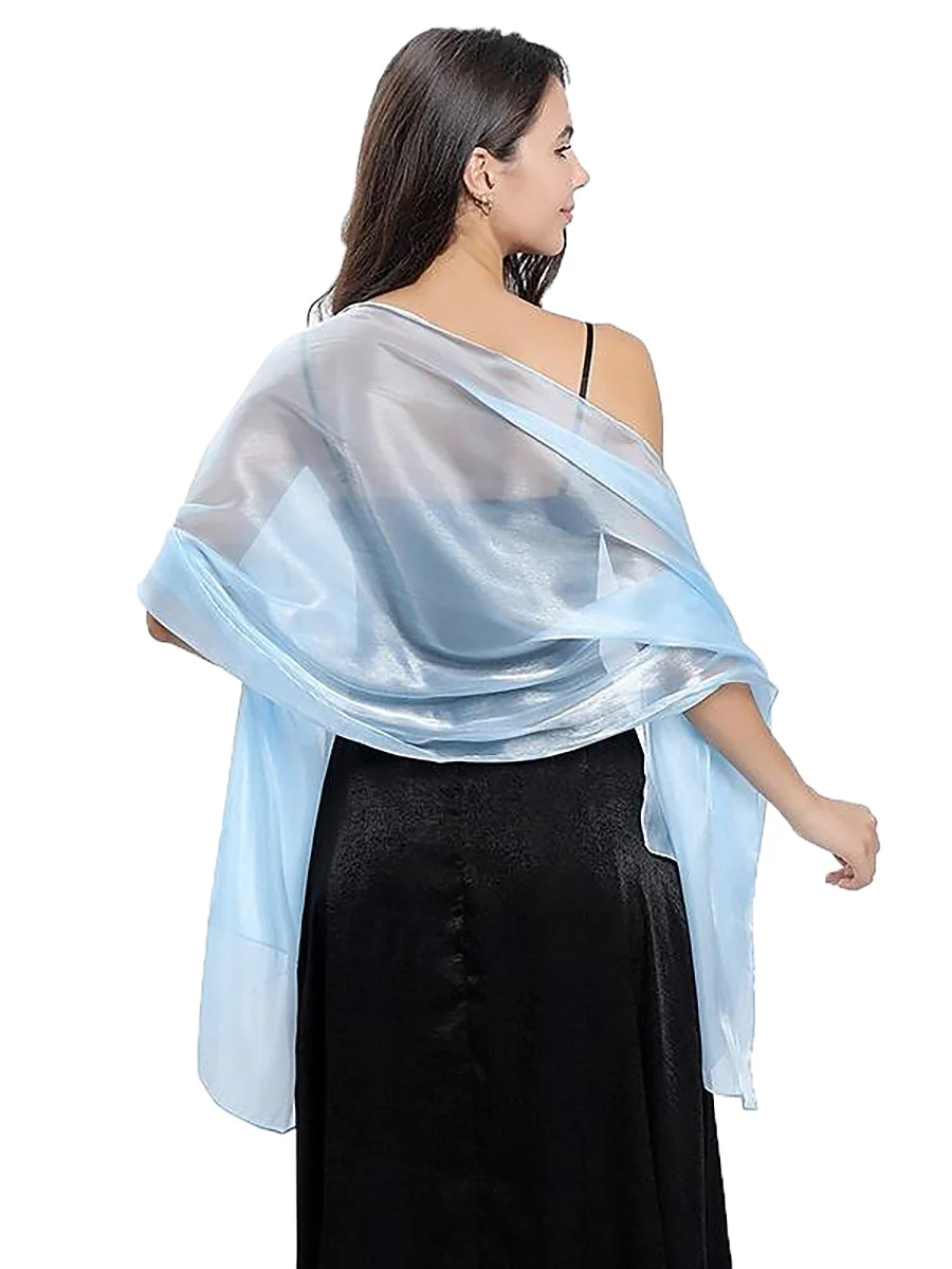 Women's Sheer Pure colour Silk Soft Wedding Formal Shawl - Image 15