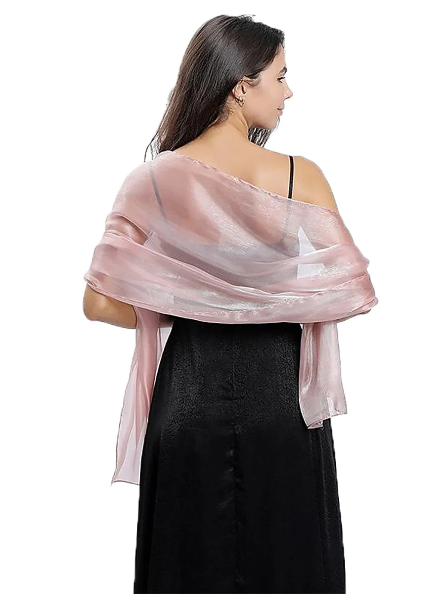 Women's Sheer Pure colour Silk Soft Wedding Formal Shawl - Image 16