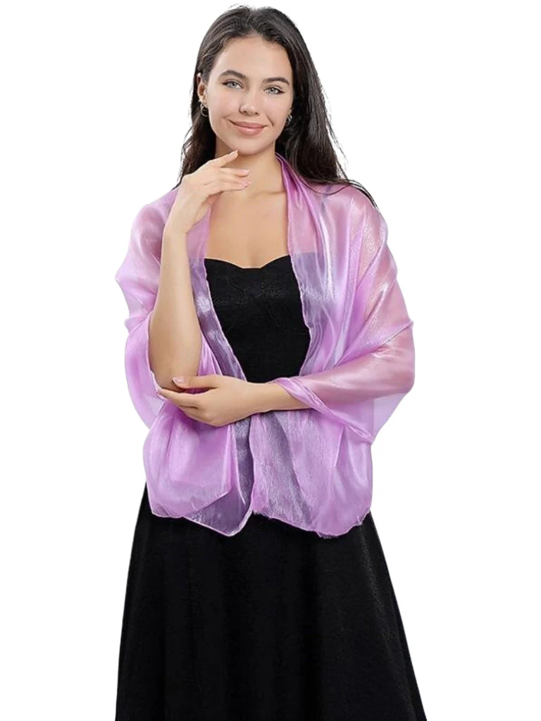 Women's Sheer Pure colour Silk Soft Wedding Formal Shawl - Image 18