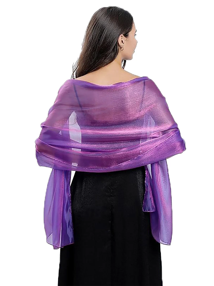 Women's Sheer Pure colour Silk Soft Wedding Formal Shawl - Image 22