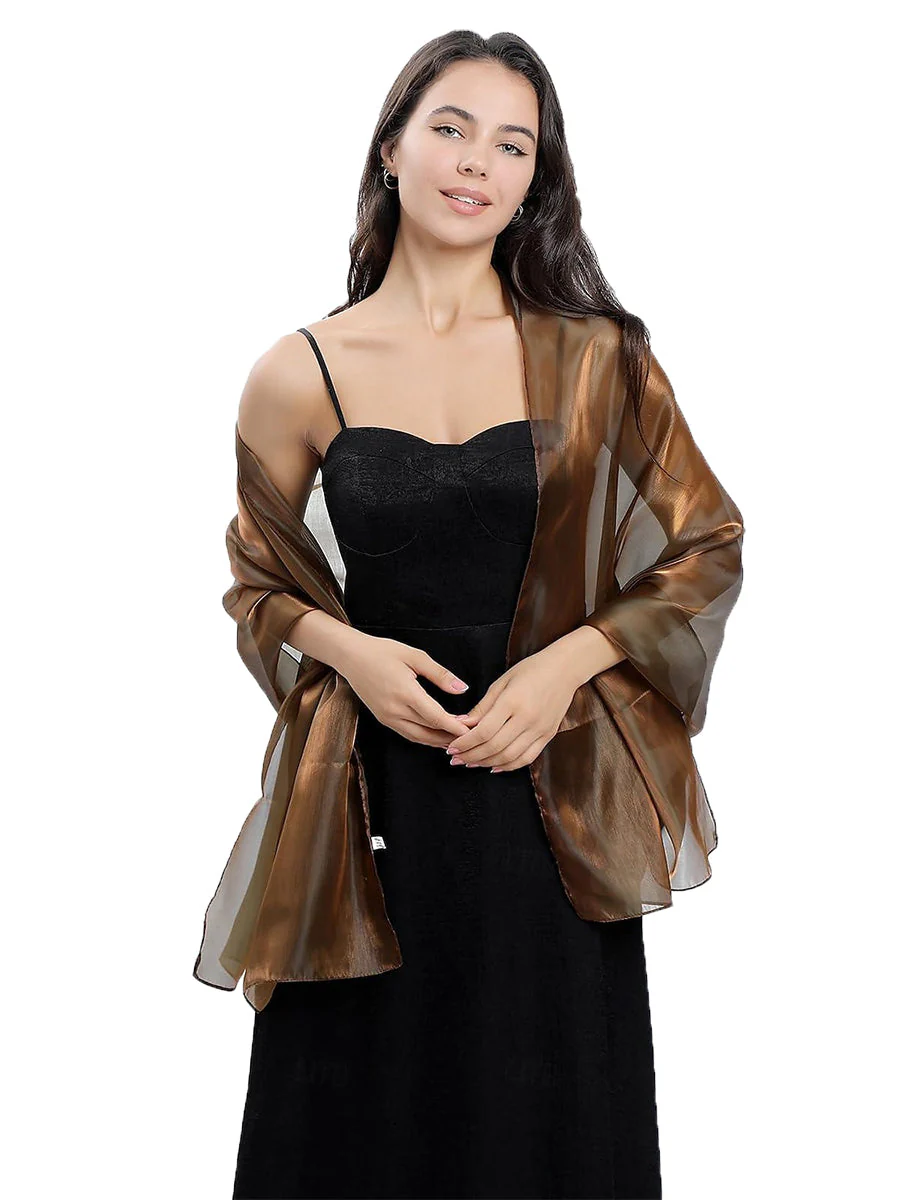 Women's Sheer Pure colour Silk Soft Wedding Formal Shawl - Image 23