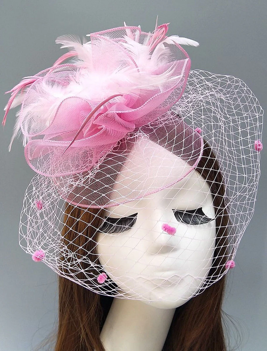 Women's Vintage Kentucky Derby Hat Flower Feather Wedding Headpiece/Headwear - Image 11