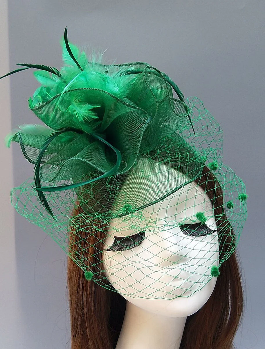 Women's Vintage Kentucky Derby Hat Flower Feather Wedding Headpiece/Headwear - Image 7
