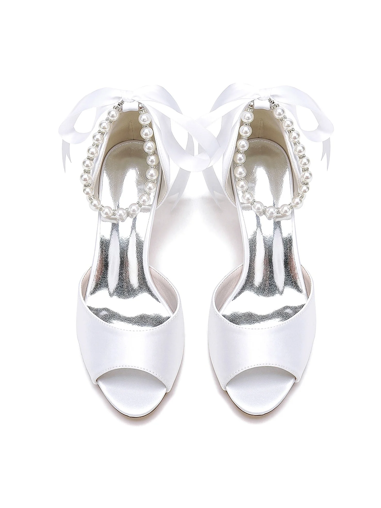 Women's  Wedding Beadings Mid Heel Open Toe Bridal Shoes - Image 10