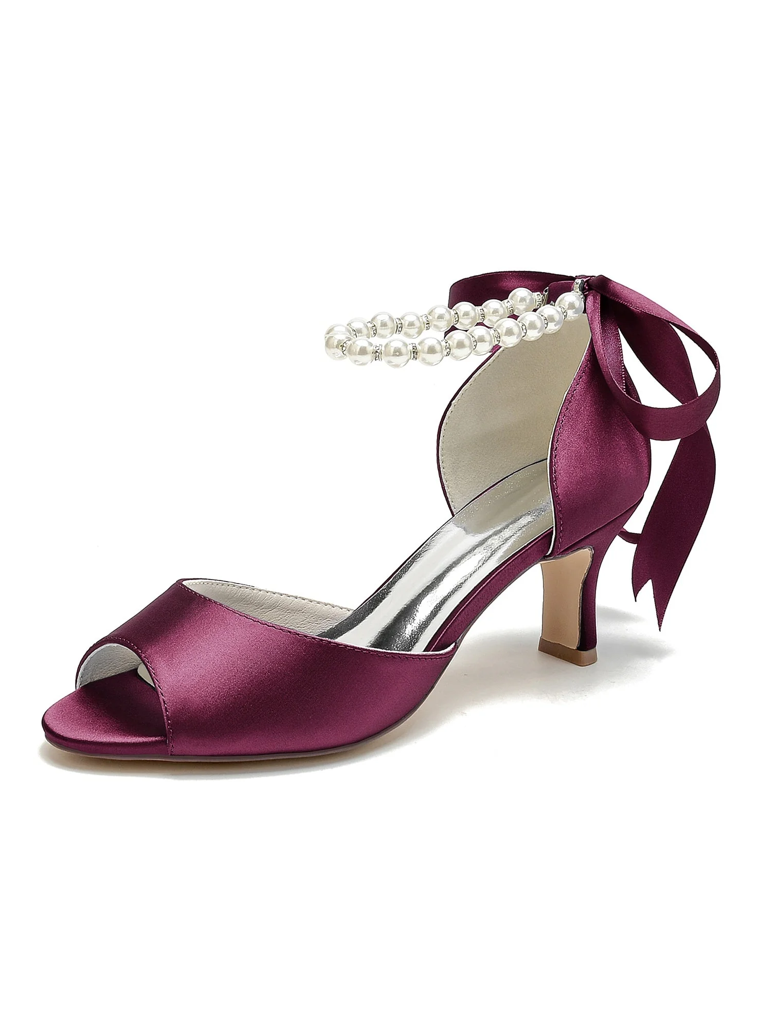 Women's  Wedding Beadings Mid Heel Open Toe Bridal Shoes - Image 12