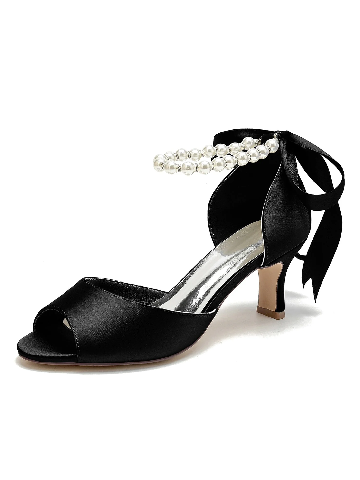 Women's  Wedding Beadings Mid Heel Open Toe Bridal Shoes - Image 7