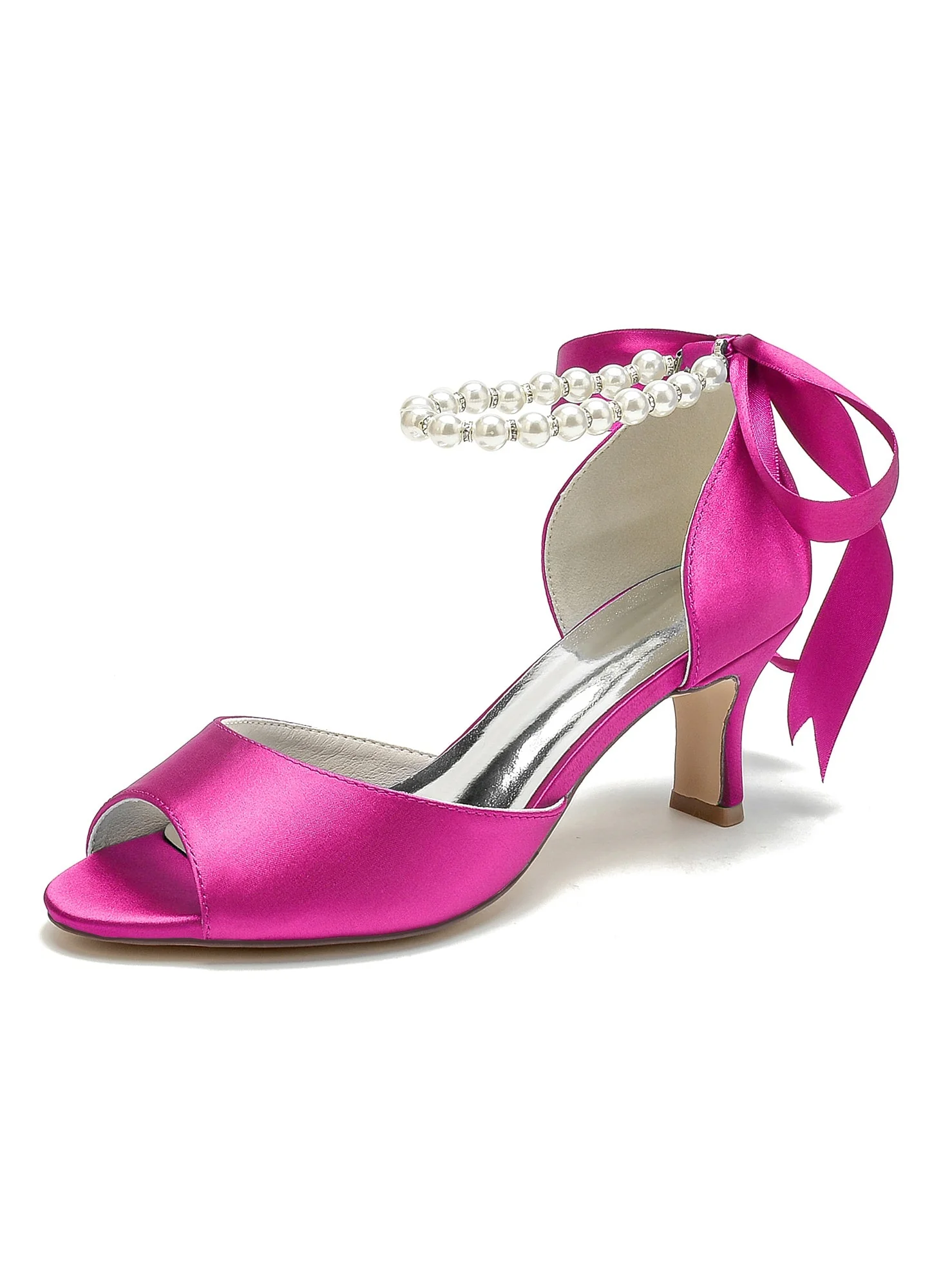 Women's  Wedding Beadings Mid Heel Open Toe Bridal Shoes - Image 8