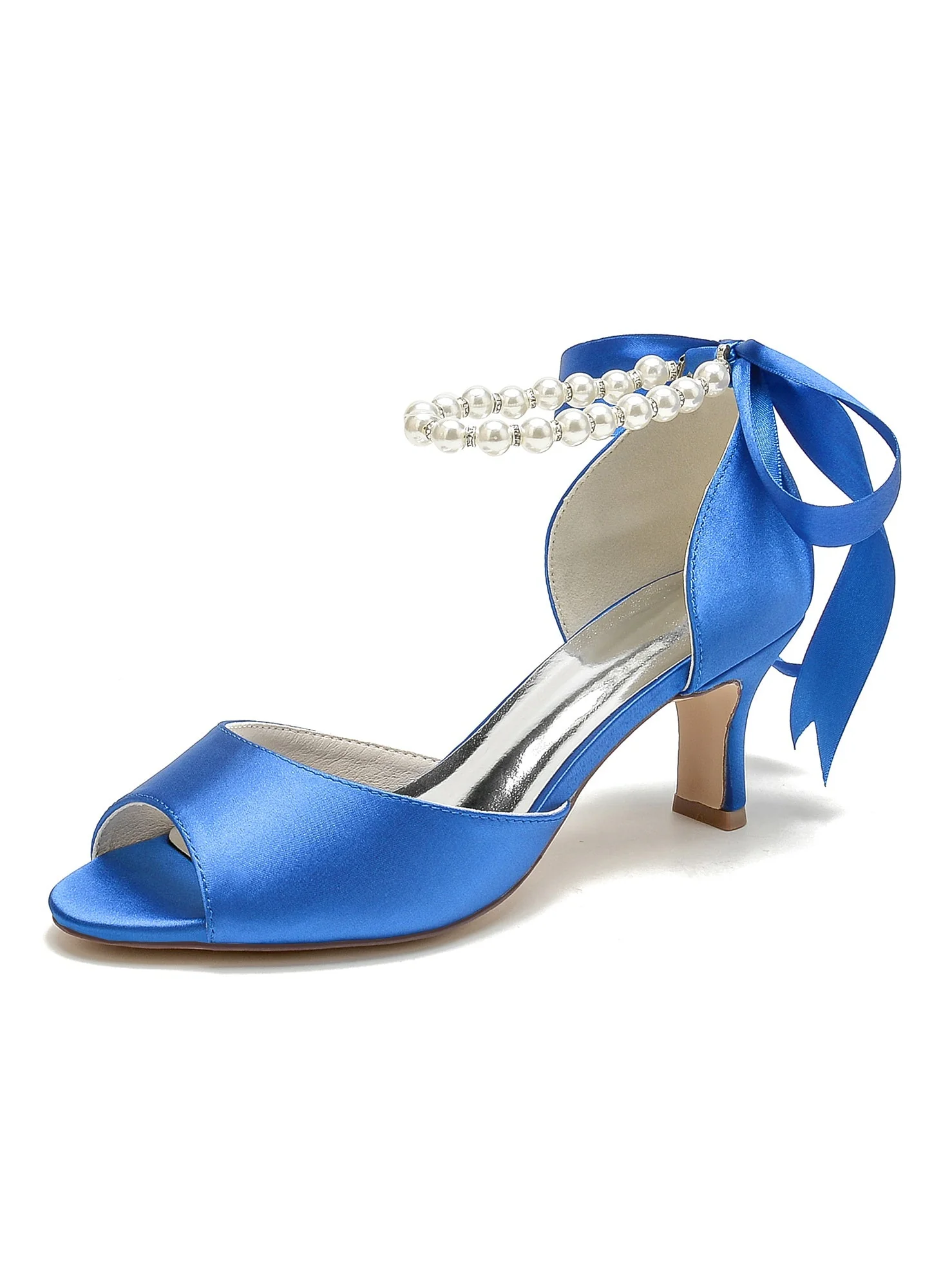 Women's  Wedding Beadings Mid Heel Open Toe Bridal Shoes - Image 9