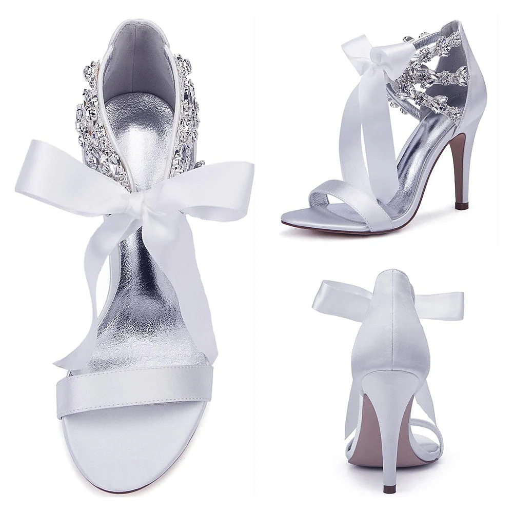 Women's Wedding Bling Bling Stilettos Sparkling High Heel Bridal Shoes - Image 3