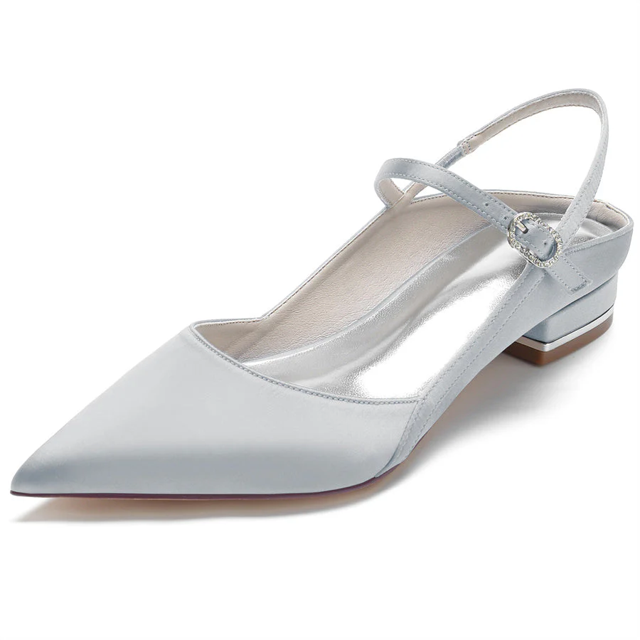 Women's Wedding Elegant Shoes Pointed Toe Low Heel Minimalist Bridal Shoes - Image 13