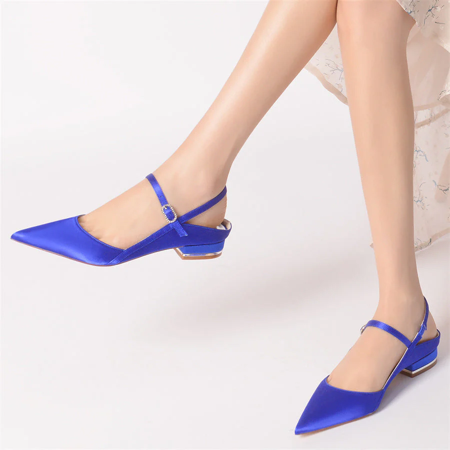 Women's Wedding Elegant Shoes Pointed Toe Low Heel Minimalist Bridal Shoes - Image 2