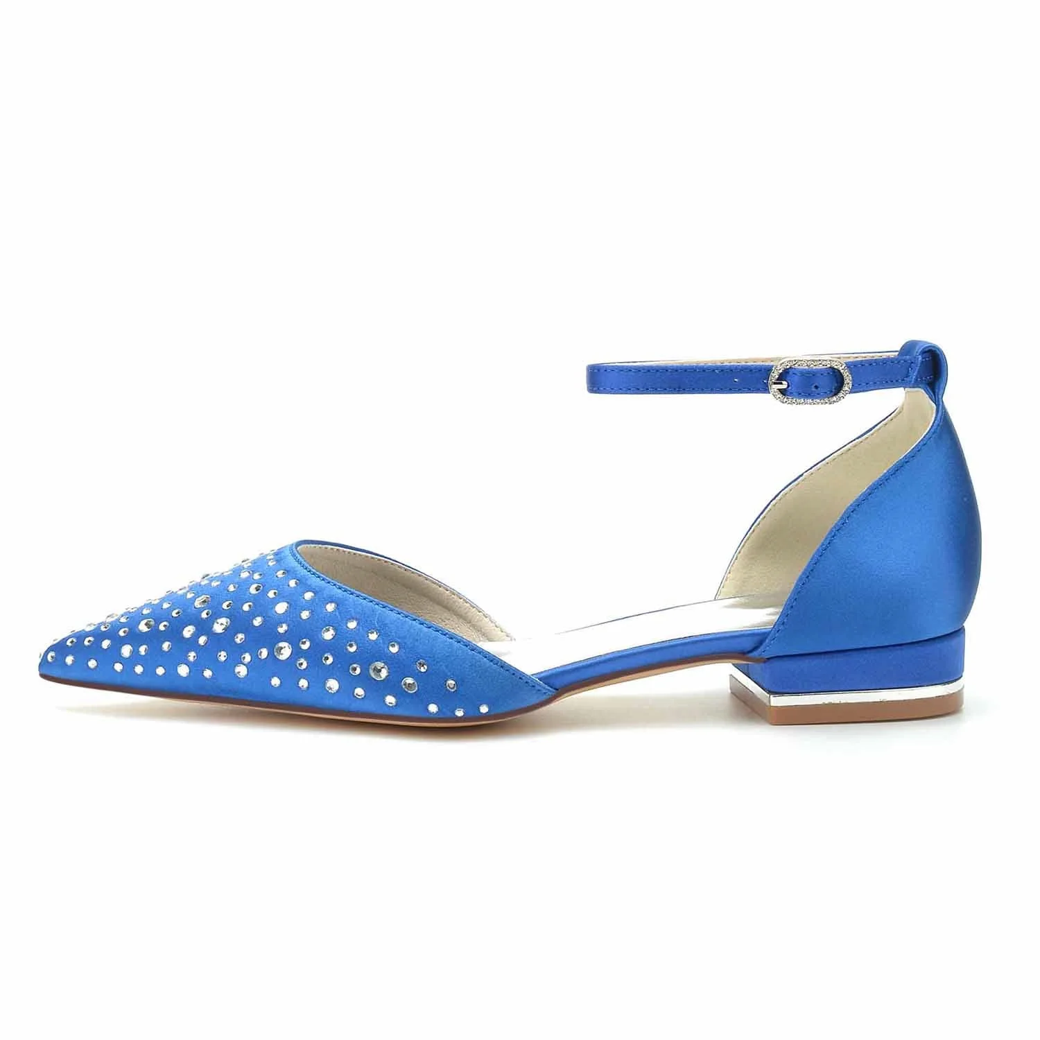 Women's Wedding Mini Crystal Low Pointed Toe Buckle Bridal Shoes - Image 2