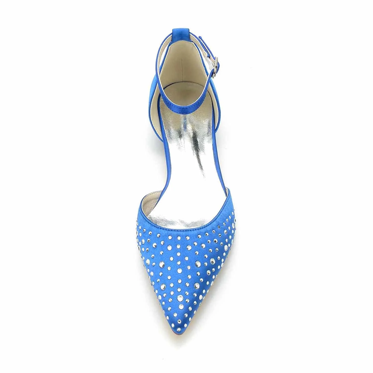 Women's Wedding Mini Crystal Low Pointed Toe Buckle Bridal Shoes - Image 4