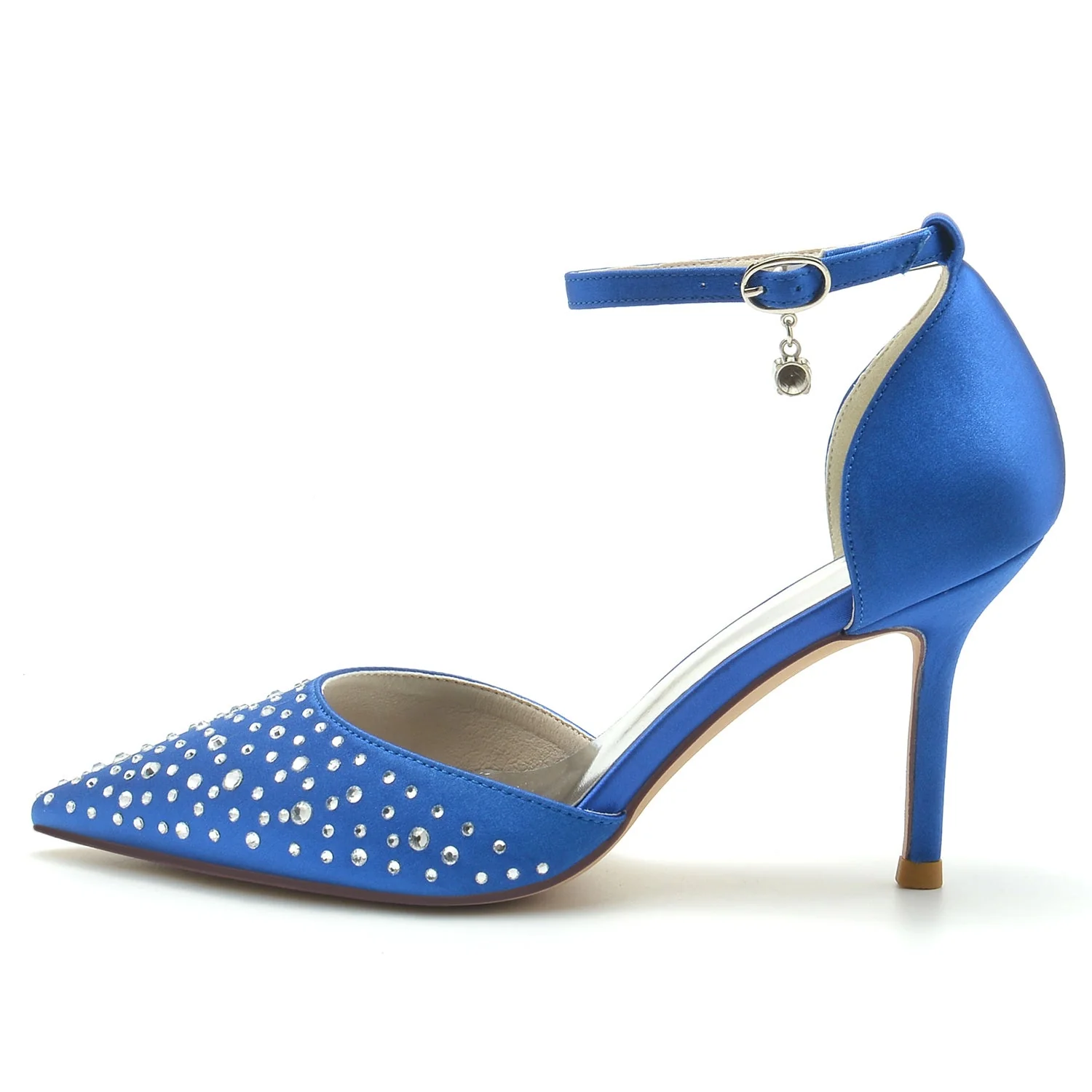 Women's Wedding Mini Crystal Stiletto Pointed Toe Buckle Bridal Shoes - Image 2