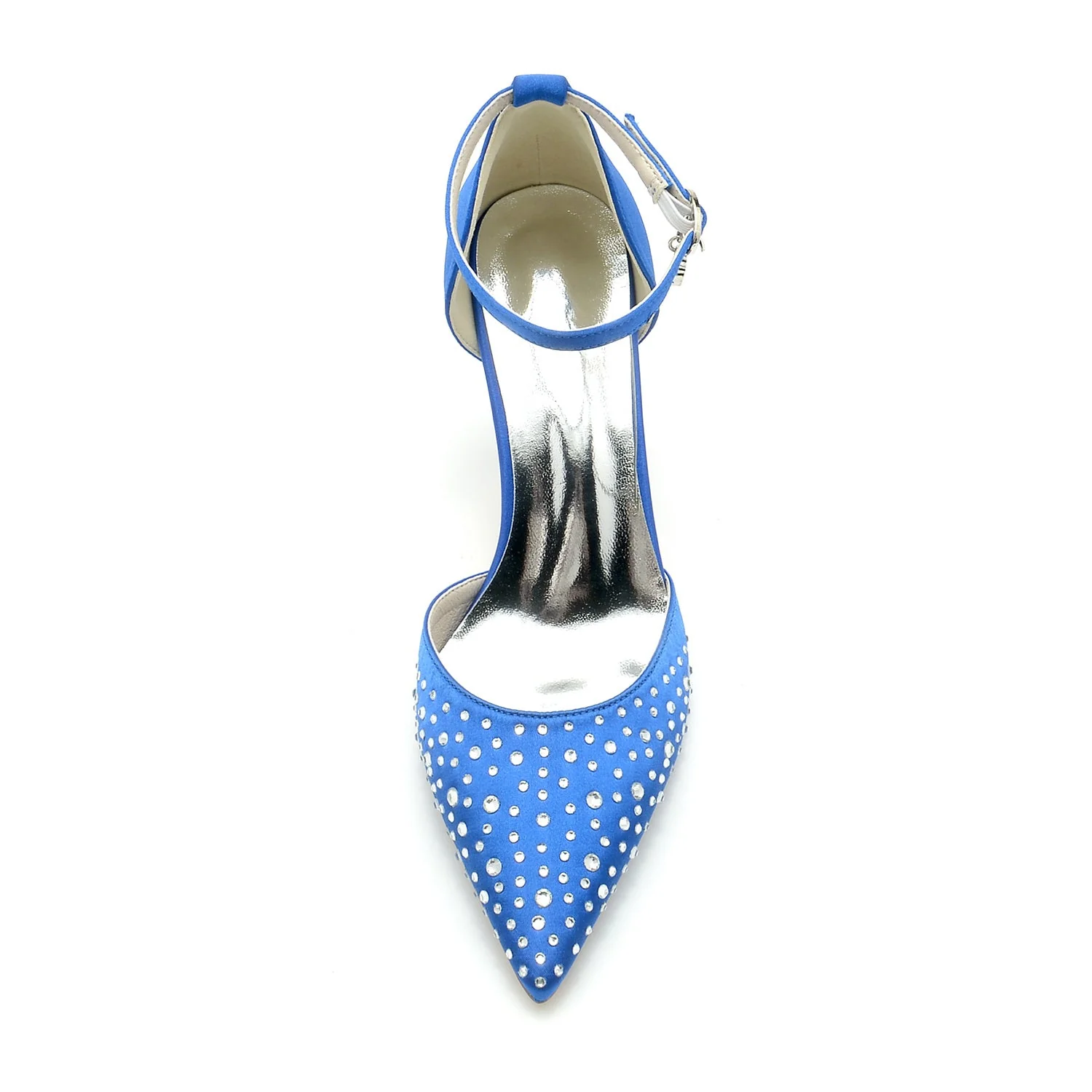 Women's Wedding Mini Crystal Stiletto Pointed Toe Buckle Bridal Shoes - Image 3