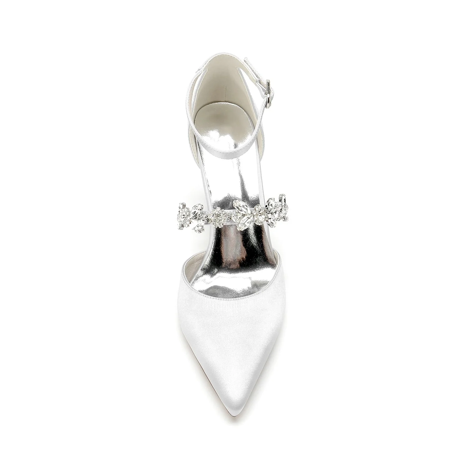 Women's Wedding Rhinestone Block Heel Pointed Toe Bridal Shoes - Image 12