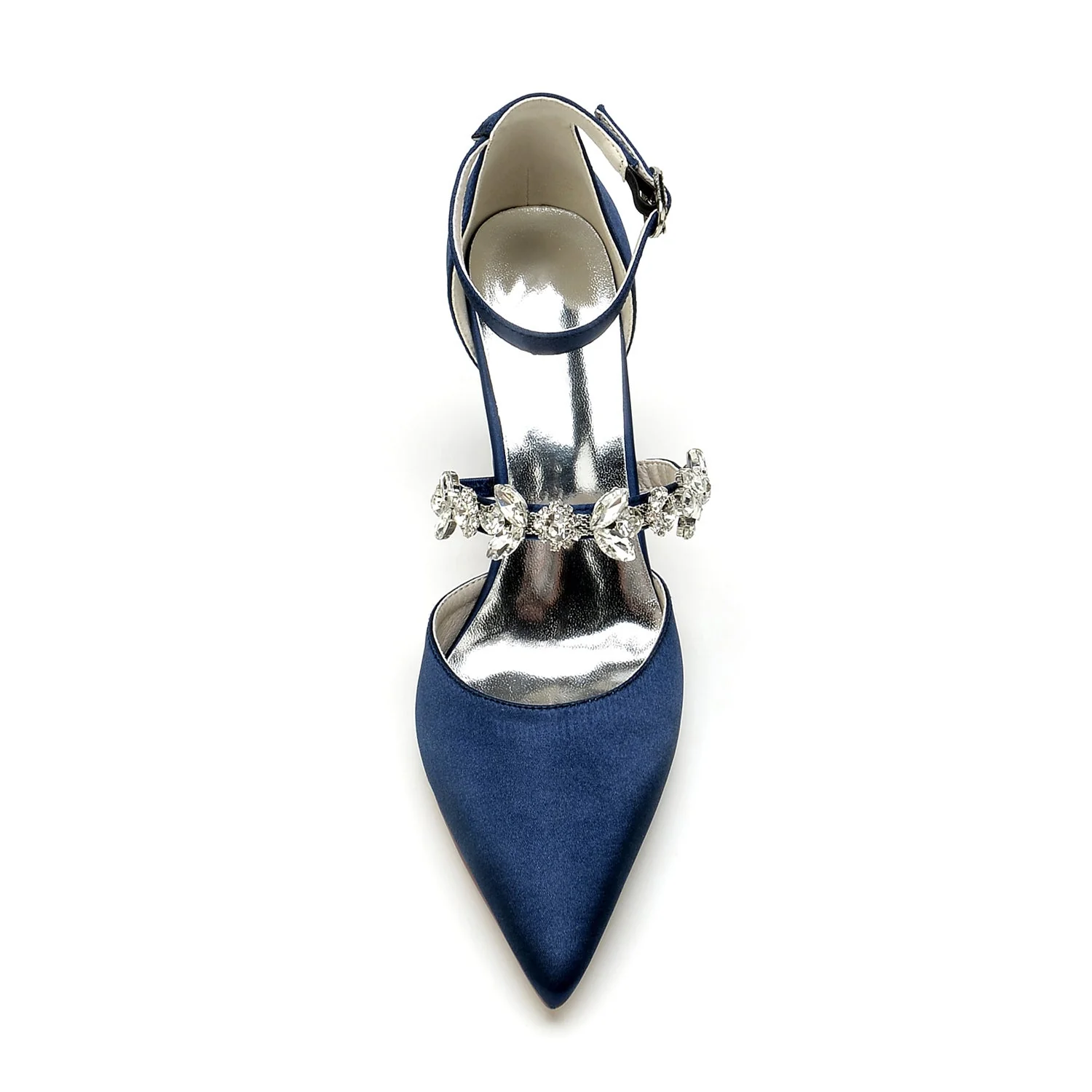 Women's Wedding Rhinestone Block Heel Pointed Toe Bridal Shoes - Image 13