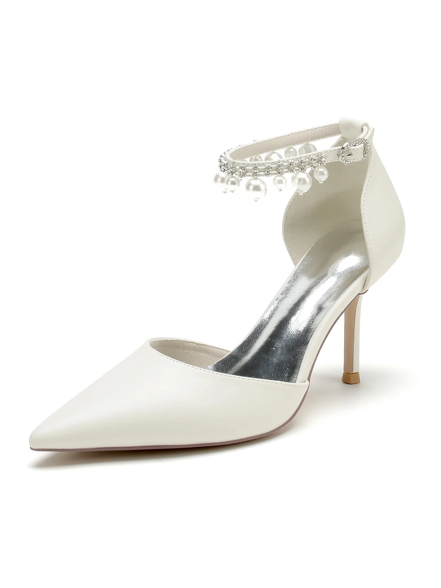 Women's Wedding Rhinestone High Heel Pointed Toe Bridesmaid Shoes - Image 6