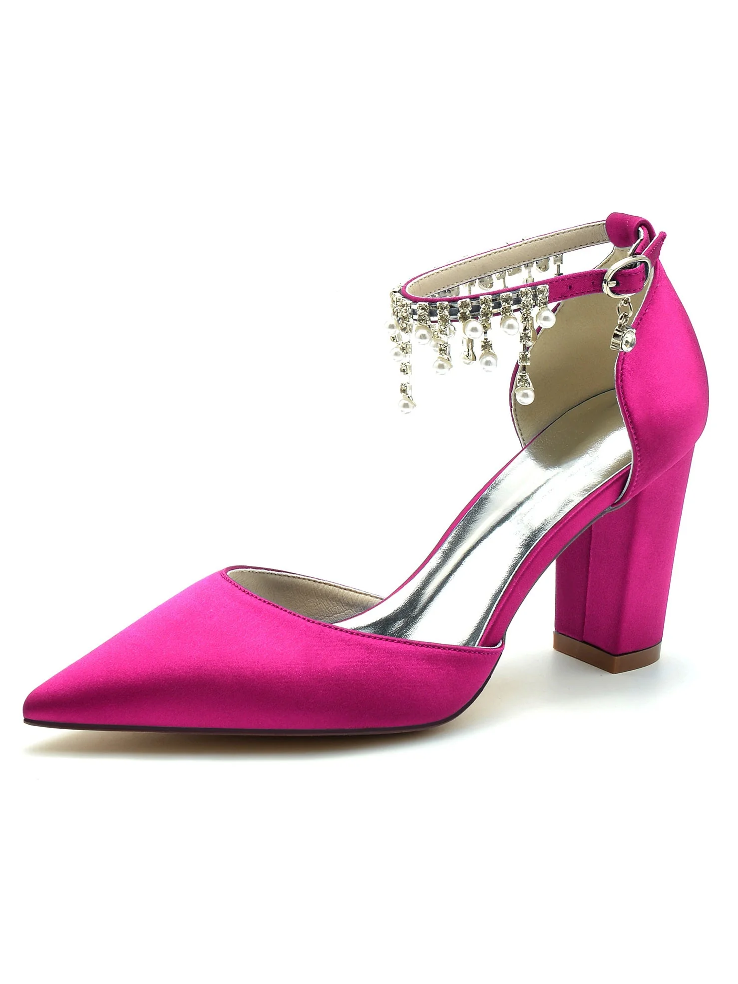 Women's Wedding Rhinestone High Heel Pointed Toe Bridesmaid Shoes - Image 4