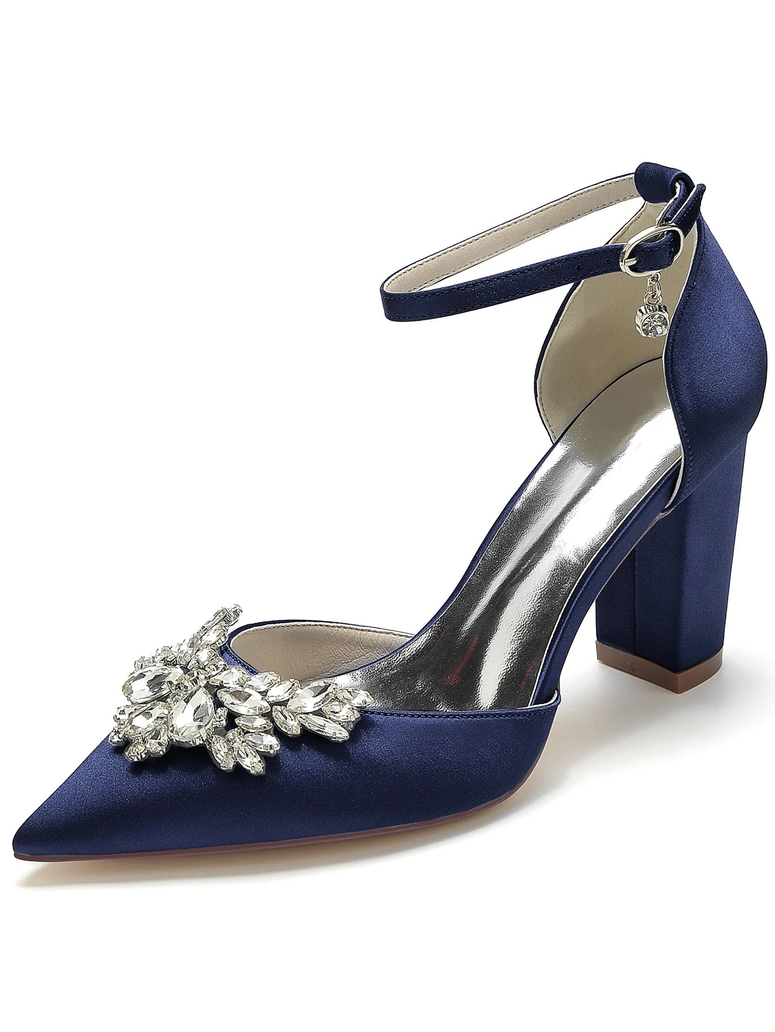Women's Wedding Rhinestone High Heel Pointed Toe Bridesmaid Shoes - Image 12
