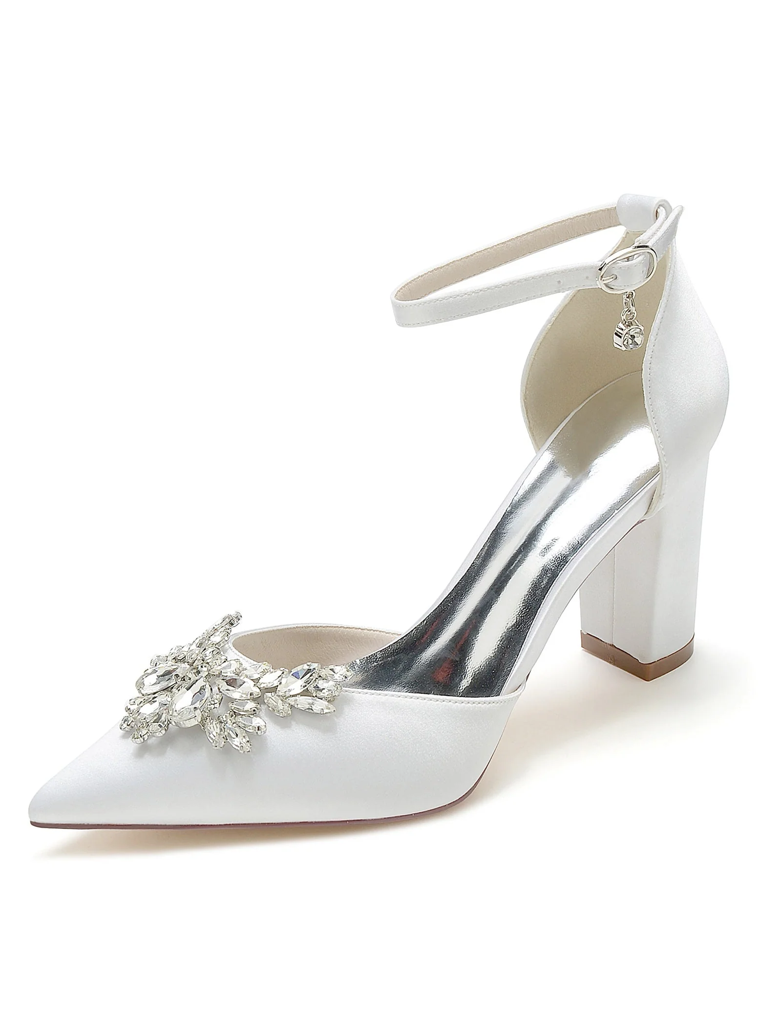 Women's Wedding Rhinestone High Heel Pointed Toe Bridesmaid Shoes - Image 2