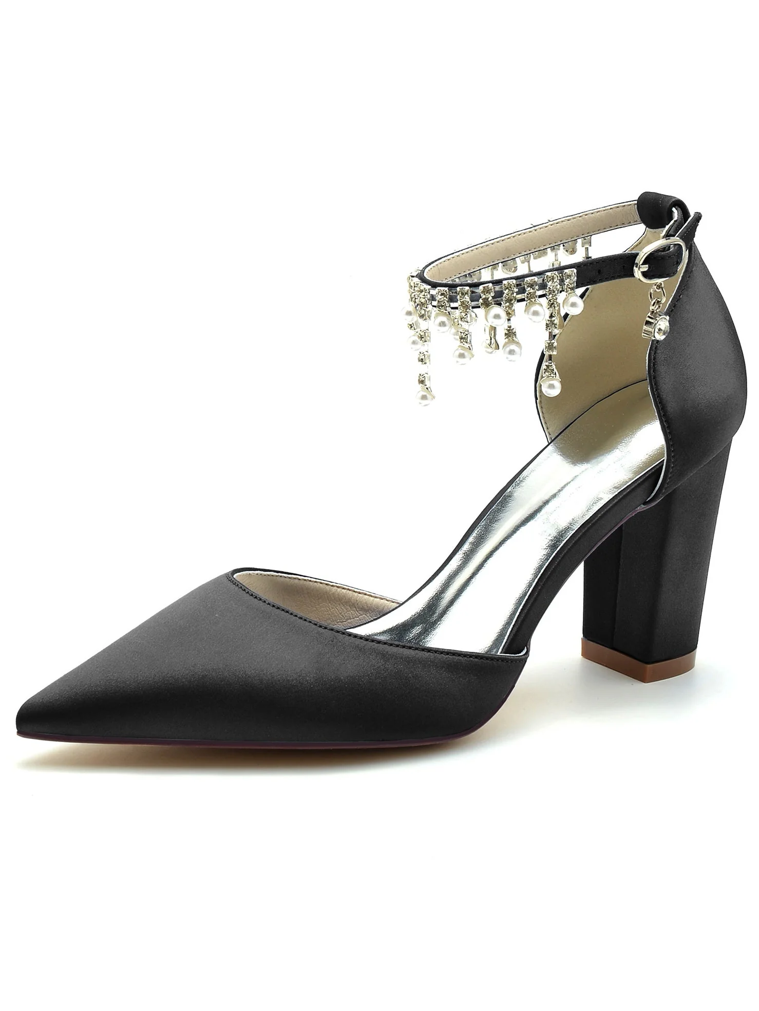 Women's Wedding Rhinestone High Heel Pointed Toe Bridesmaid Shoes - Image 6