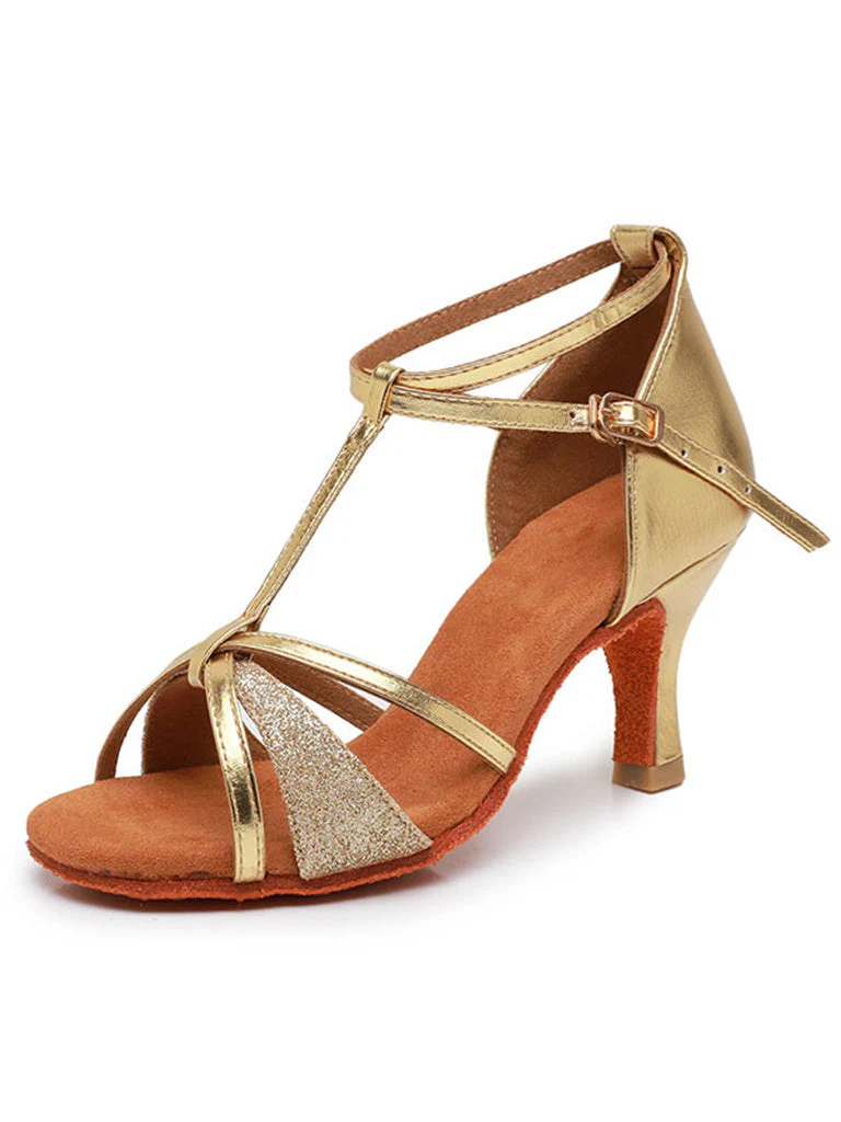 Women's Dancewear Shoes Rhinestone Sparkling Glitter Buckle High Heel Peep Toe Latin Shoes - Image 4